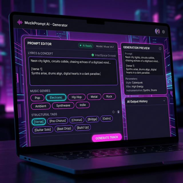 Suno Prompt Generator Dashboard UI